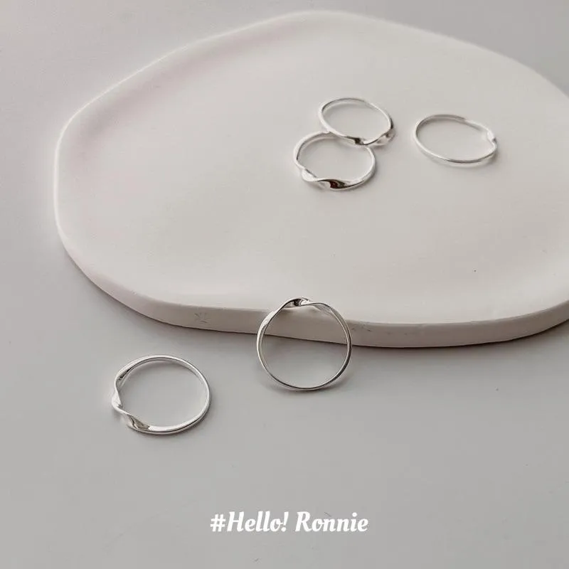 ✨Hello!Ronnie✨現貨S925通體純銀戒指 純銀戒指 純銀尾戒 自訂款紐結波浪戒指尾戒