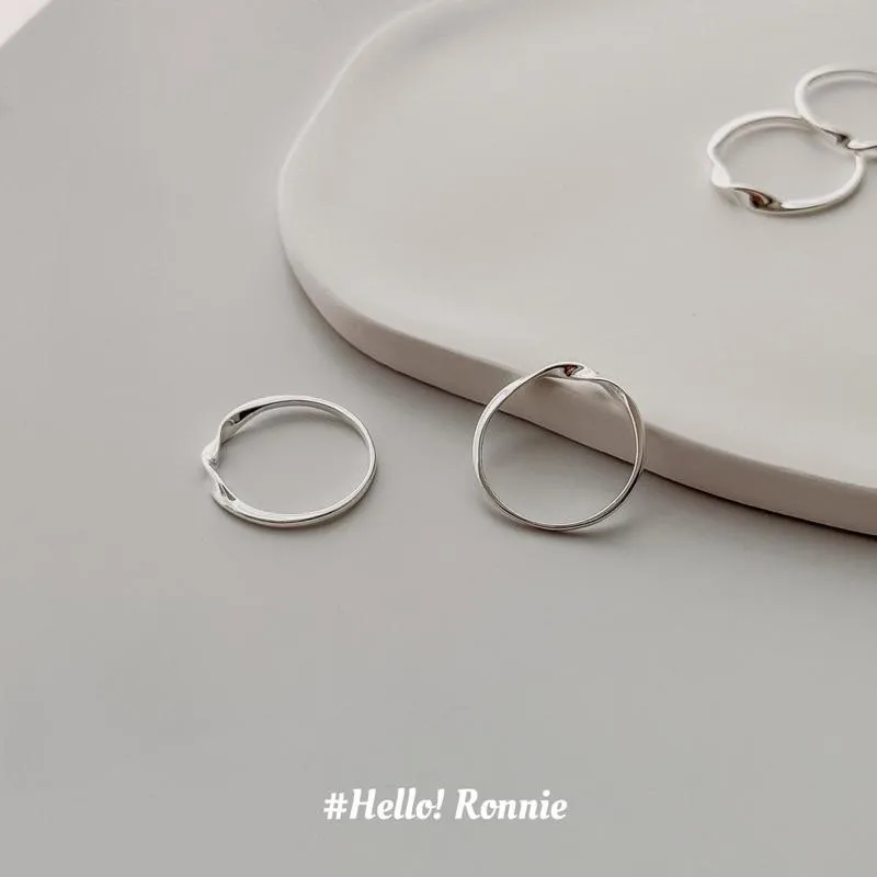 ✨Hello!Ronnie✨現貨S925通體純銀戒指 純銀戒指 純銀尾戒 自訂款紐結波浪戒指尾戒