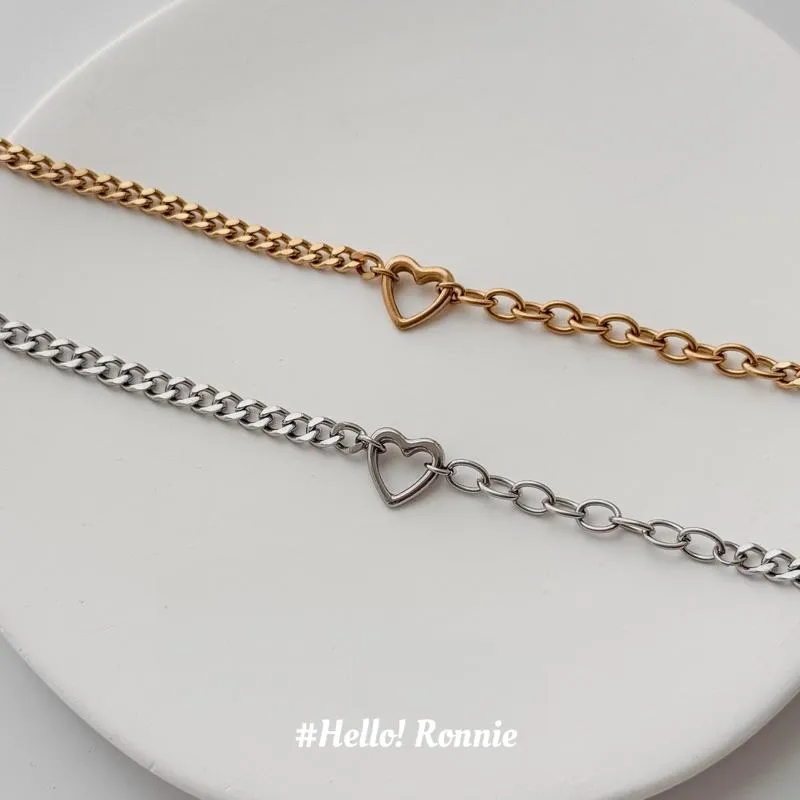 ✨Hello!Ronnie✨現貨316L通體鈦鋼項鍊 醫療鋼項鍊 韓風鏤空愛心項鍊 小姐姐必備款✨ 金/銀