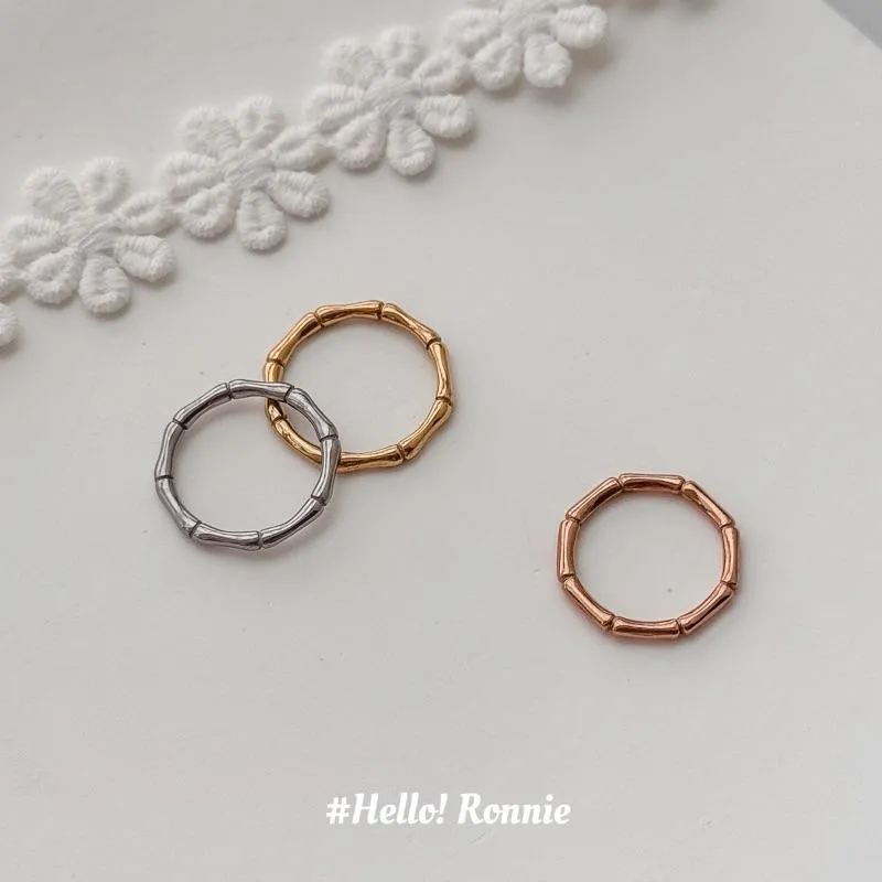 ✨Hello!Ronnie✨ 現貨316L通體鈦鋼戒指 醫療鋼戒指 日常百搭款竹節戒指 金/銀/玫瑰金