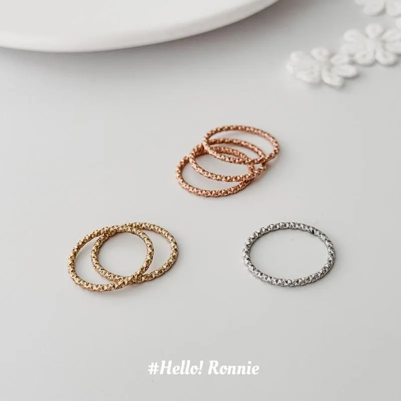 ✨Hello!Ronnie✨現貨316L通體鈦鋼戒指 醫療鋼戒指 高質感壓紋細滿天星素細戒指