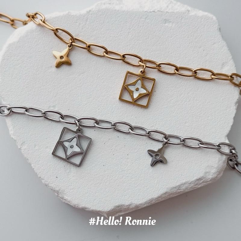 ✨Hello!Ronnie✨現貨316L通體鈦鋼項鍊 醫療鋼項鍊 高品質 抗敏 簍空老花貝殼項鍊 金/銀