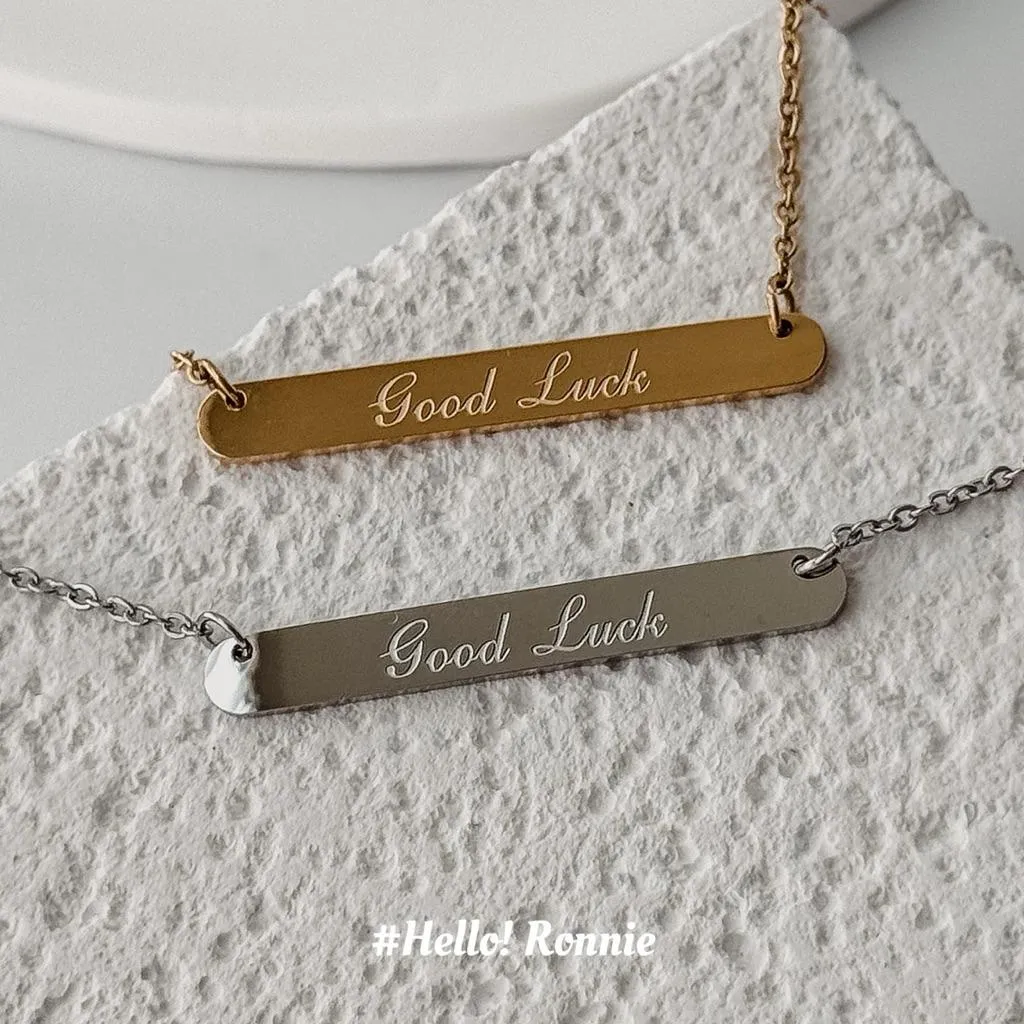 ✨Hello!Ronnie✨現貨316L通體鈦鋼項鍊 醫療鋼項鍊 簡約GoodLuck好運牌牌項鍊 金/銀