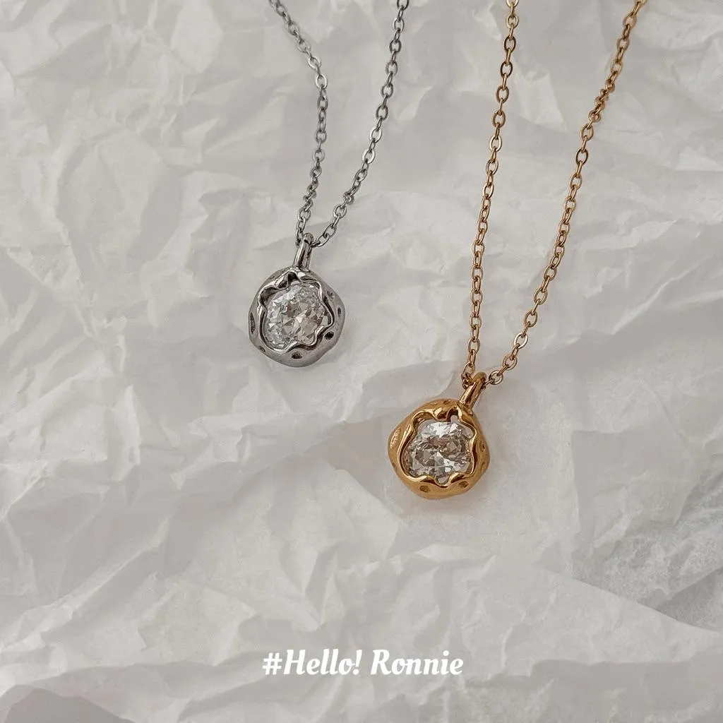✨Hello!Ronnie✨獨家設計 現貨316L通體鈦鋼項鍊 醫療鋼項鍊 超美熔岩鋯石項鍊 金/銀
