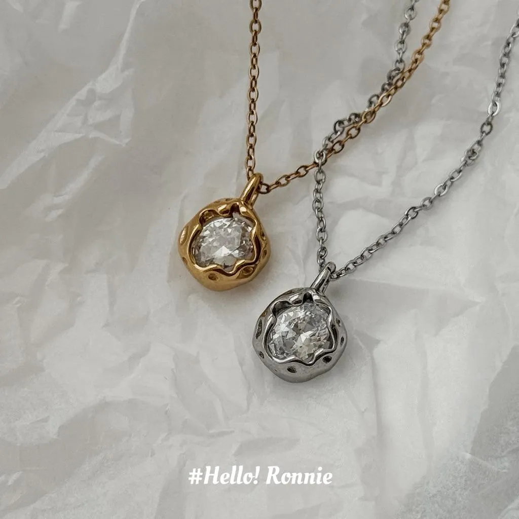 ✨Hello!Ronnie✨獨家設計 現貨316L通體鈦鋼項鍊 醫療鋼項鍊 超美熔岩鋯石項鍊 金/銀