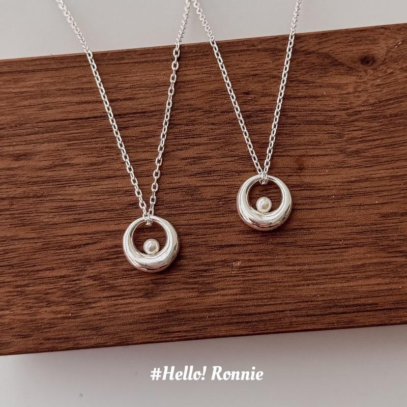 ✨Hello!Ronnie✨現貨S925通體純銀項鍊 純銀項鍊 小月球珍珠項鍊