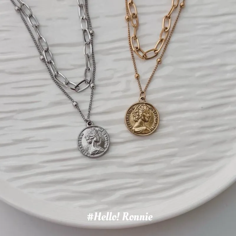 ✨Hello!Ronnie✨獨家設計款 現貨316L通體鈦鋼項鍊 醫療鋼項鍊 售完不補 個性鍊條女王頭項鍊  金/銀