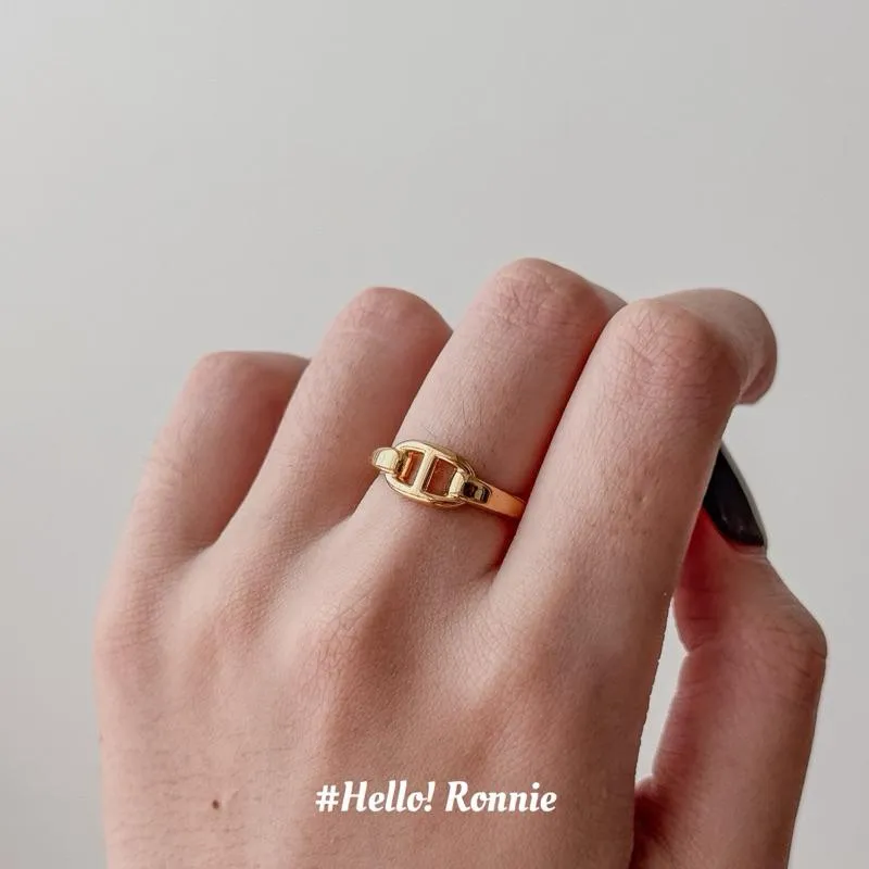 ✨Hello!Ronnie✨現貨316L通體鈦鋼項鍊 醫療鋼項鍊 簡約線條豬鼻子戒指 金/銀