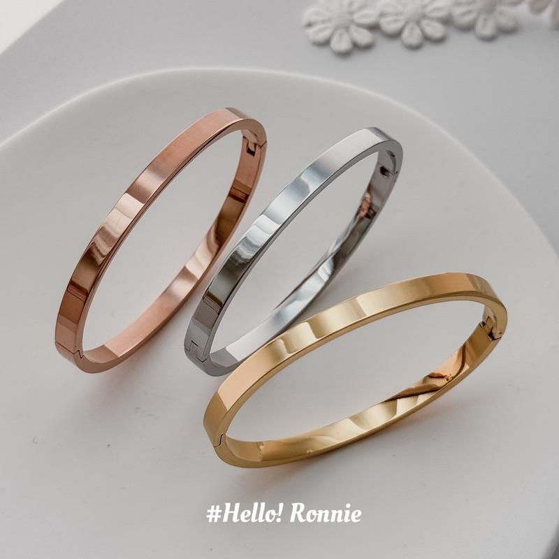 ✨Hello!Ronnie✨現貨316L通體鈦鋼手環 醫療鋼手環 光圈手環素手環 金/銀/玫瑰金