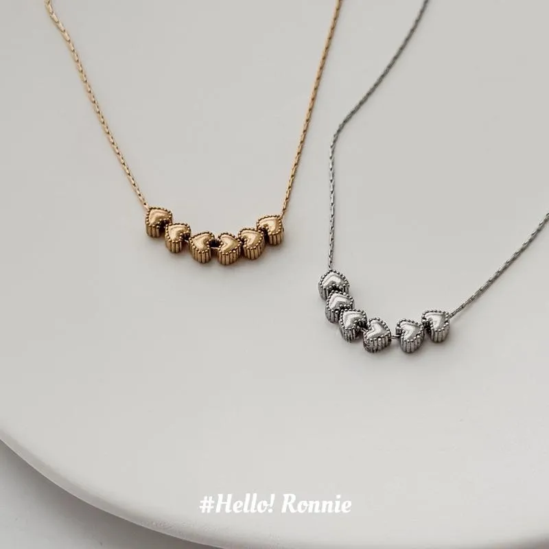 ✨Hello!Ronnie✨現貨316L通體鈦鋼項鍊 醫療鋼項鍊 碎銀項鍊 壓紋小愛心項鍊 金/銀