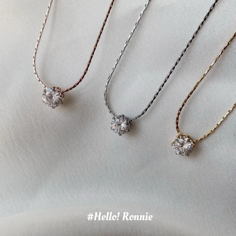 ✨Hello!Ronnie✨現貨 316L通體鈦鋼項鍊 醫療鋼項鍊 百搭單鑽項鍊  金色/銀色/玫瑰金