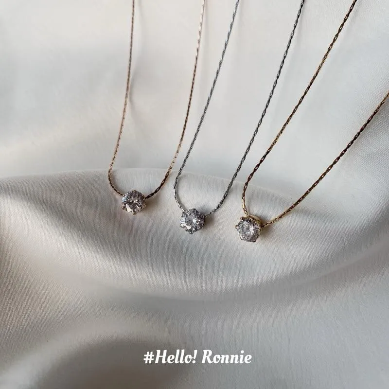 ✨Hello!Ronnie✨現貨 316L通體鈦鋼項鍊 醫療鋼項鍊 百搭單鑽項鍊  金色/銀色/玫瑰金