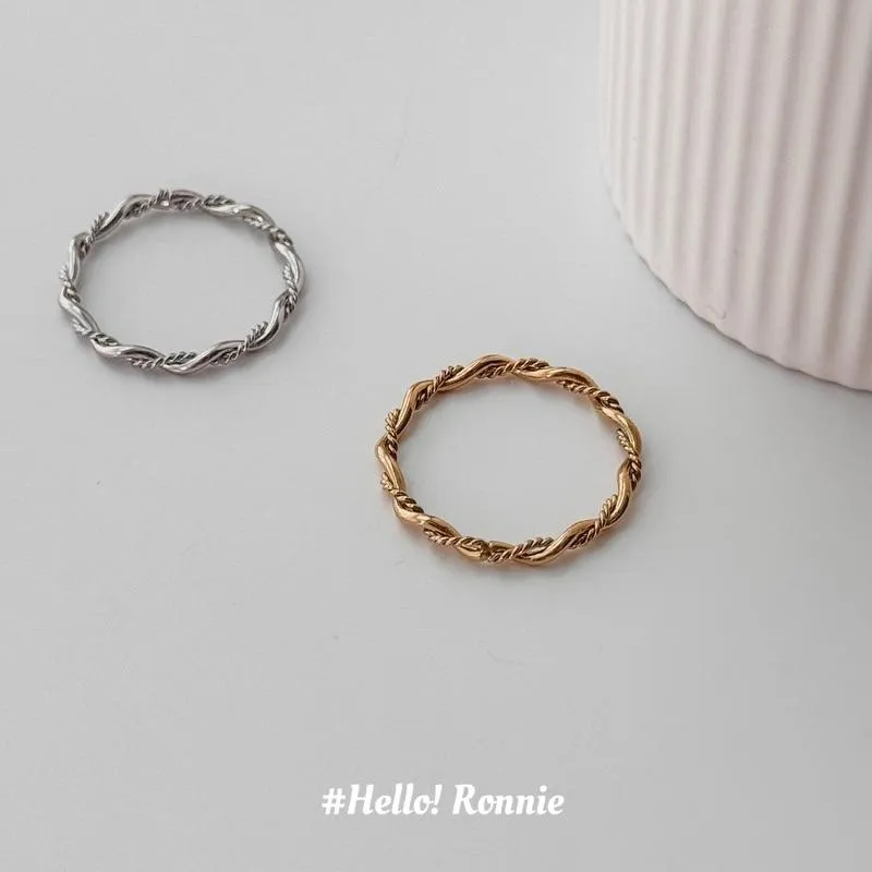 ✨Hello!Ronnie✨現貨316L通體鈦鋼戒指 醫療鋼戒指 超美細麻花編織戒指 金/銀