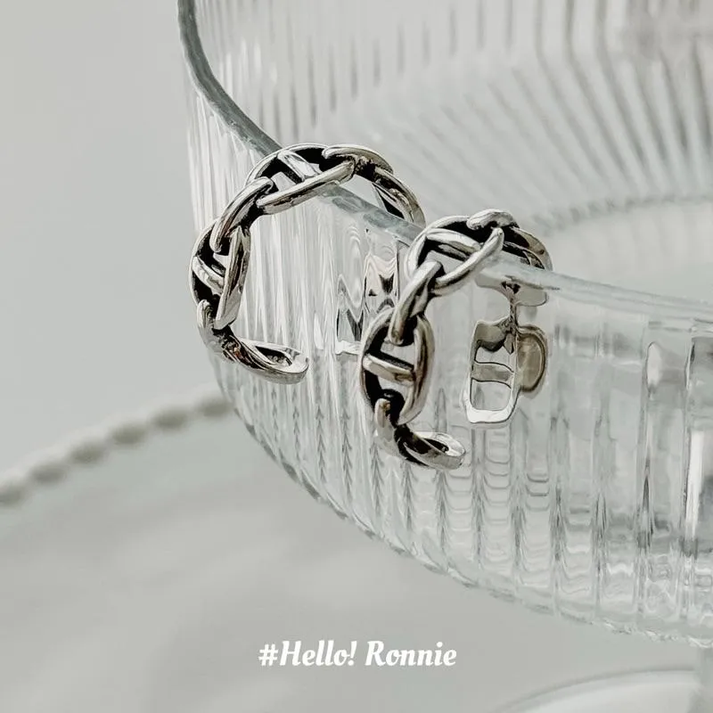 ✨Hello!Ronnie✨現貨S925通體純銀 豬鼻開口戒指 純銀戒指可調式戒指｜生日禮物｜交換禮物｜情侶戒指