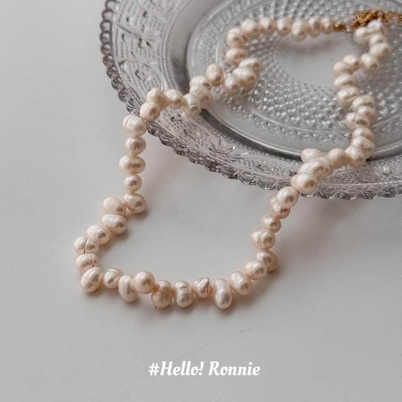 ✨Hello!Ronnie✨現貨316L通體鈦鋼項鍊 醫療鋼項鍊 整圈天然淡水珍珠項鍊 金