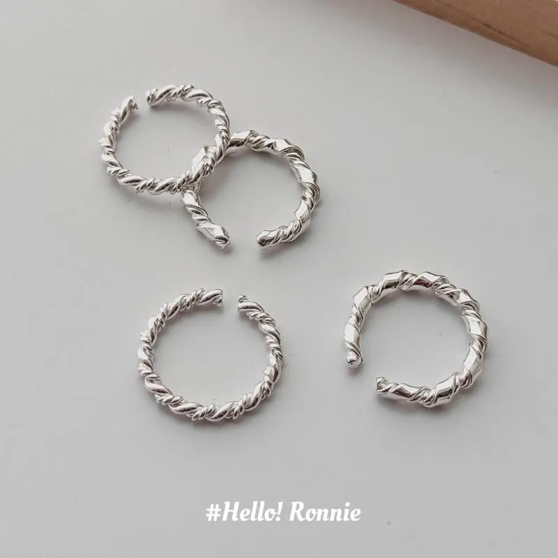 ✨Hello!Ronnie✨現貨S925通體純銀戒指 純銀戒指 純銀開口戒指 彩帶麻花戒指 編織麻花戒指