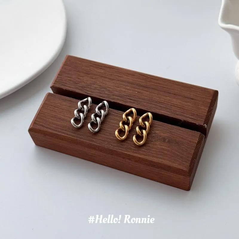 ✨Hello!Ronnie✨現貨316L通體鈦鋼耳環 醫療鋼耳環 個性垂墜鍊條耳環金/銀/高保色/不過敏低過敏/交換禮物