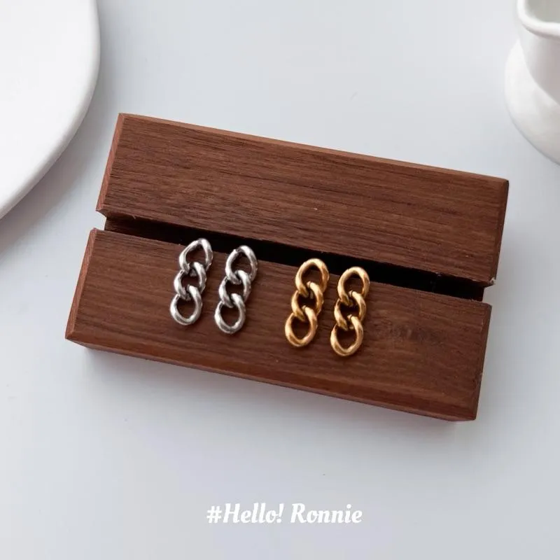 ✨Hello!Ronnie✨現貨316L通體鈦鋼耳環 醫療鋼耳環 個性垂墜鍊條耳環金/銀/高保色/不過敏低過敏/交換禮物
