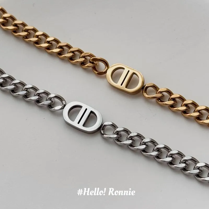 ✨Hello!Ronnie✨現貨316L通體鈦鋼手鍊 醫療鋼手鍊 超個性重工豬鼻古巴手鍊 金/銀