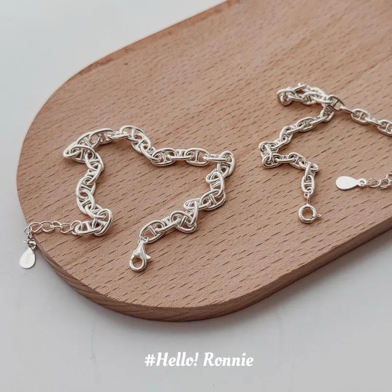 ✨Hello!Ronnie✨現貨S925通體純銀手鍊 純銀手鍊 自訂款豬鼻手鍊