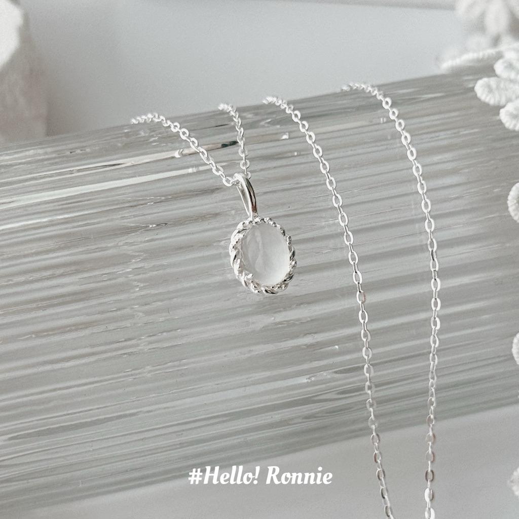 ✨Hello!Ronnie✨現貨S925通體純銀項鍊 純銀項鍊 白玉髓項鍊 Laced Oval｜蕾編橢光