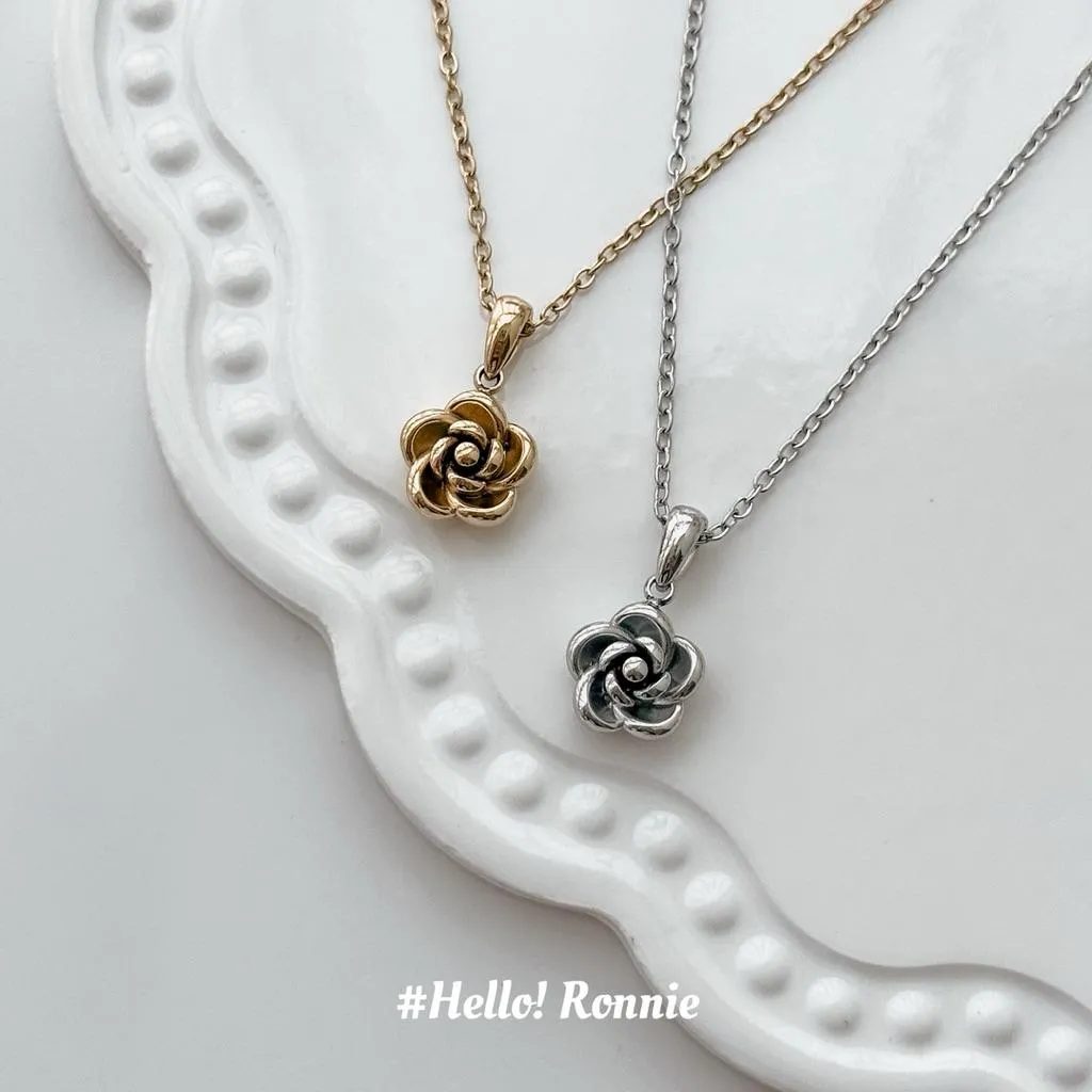 ✨Hello!Ronnie✨獨家設計款 現貨316L通體鈦鋼項鍊 醫療鋼項鍊 Fleur en Calme｜靜盛之花