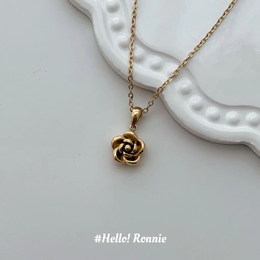✨Hello!Ronnie✨獨家設計款 現貨316L通體鈦鋼項鍊 醫療鋼項鍊 Fleur en Calme｜靜盛之花