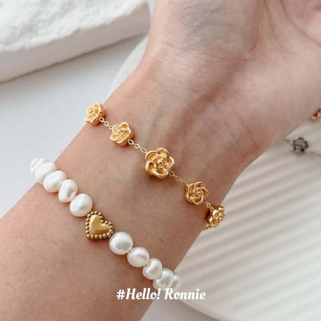 ✨Hello!Ronnie✨現貨316L通體鈦鋼手鍊 醫療鋼手鍊 超美重工玫瑰花手鍊 Rose Whisper｜玫語手鍊