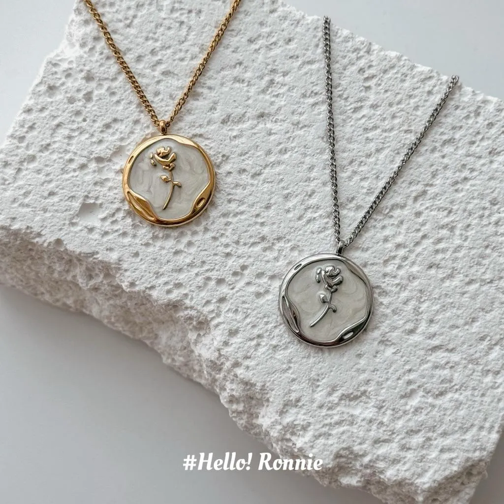 ✨Hello!Ronnie✨現貨316L通體鈦鋼項鍊 醫療鋼項鍊 流金玫瑰花項鍊Roselle Crest ｜玫語・薄霧
