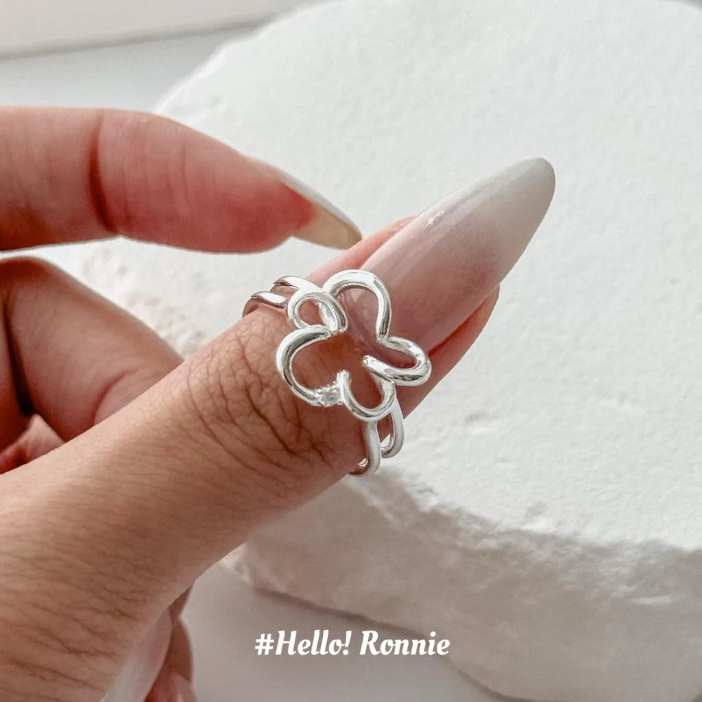✨Hello!Ronnie✨現貨S925通體純銀戒指 純銀開口戒指 鏤空花花戒指 Airy Blossom｜空氣花型