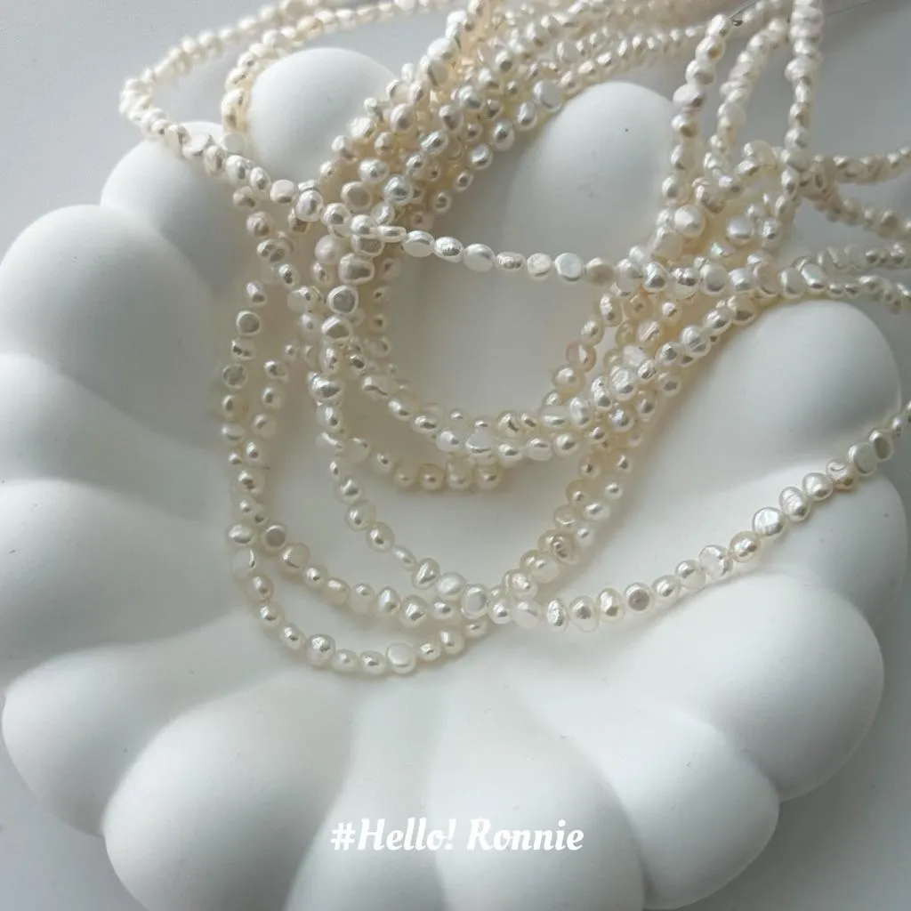 ✨Hello!Ronnie✨獨家設計款 現貨316L通體鈦鋼項鍊 醫療鋼項鍊 整圈天然碎銀兩珍珠項鍊