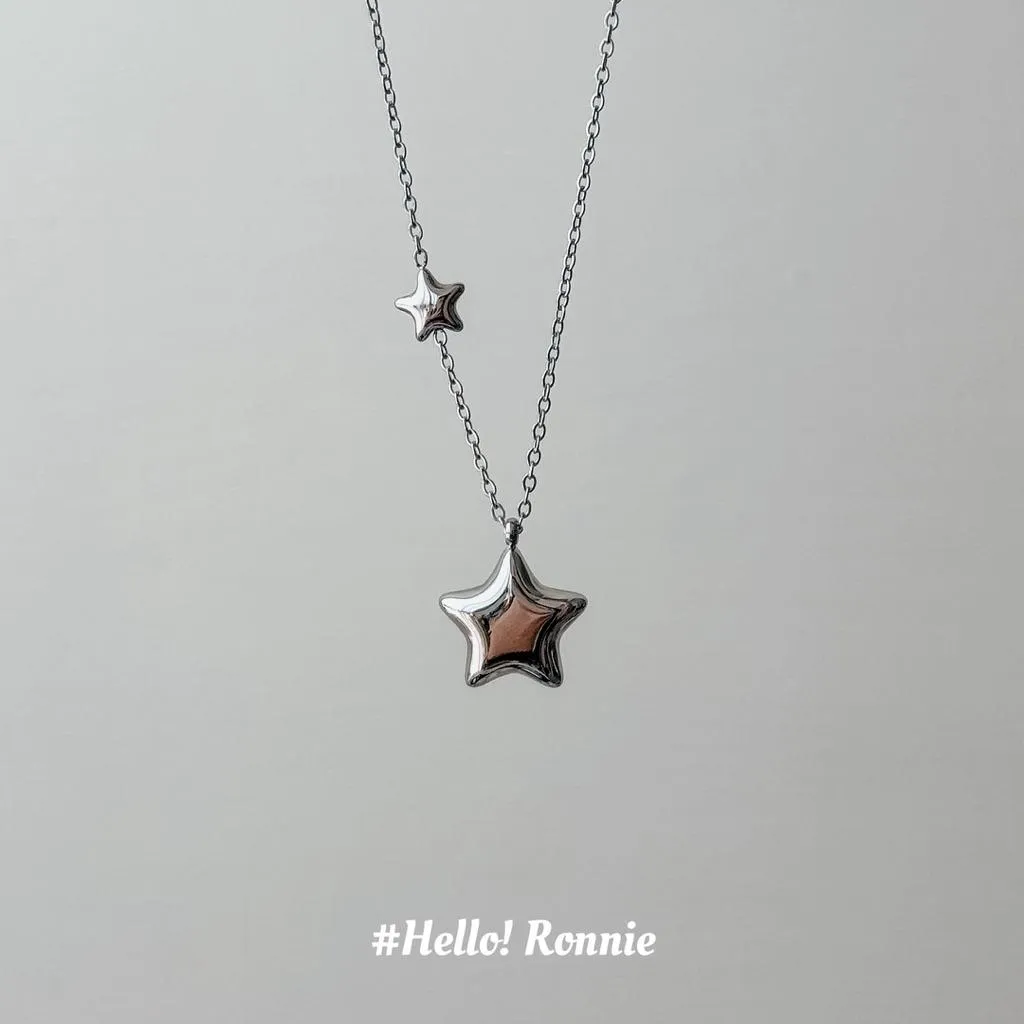 ✨Hello!Ronnie✨現貨316L通體鈦鋼項鍊 醫療鋼項鍊 胖胖星星項鍊  Gleam Puff｜星光微鼓