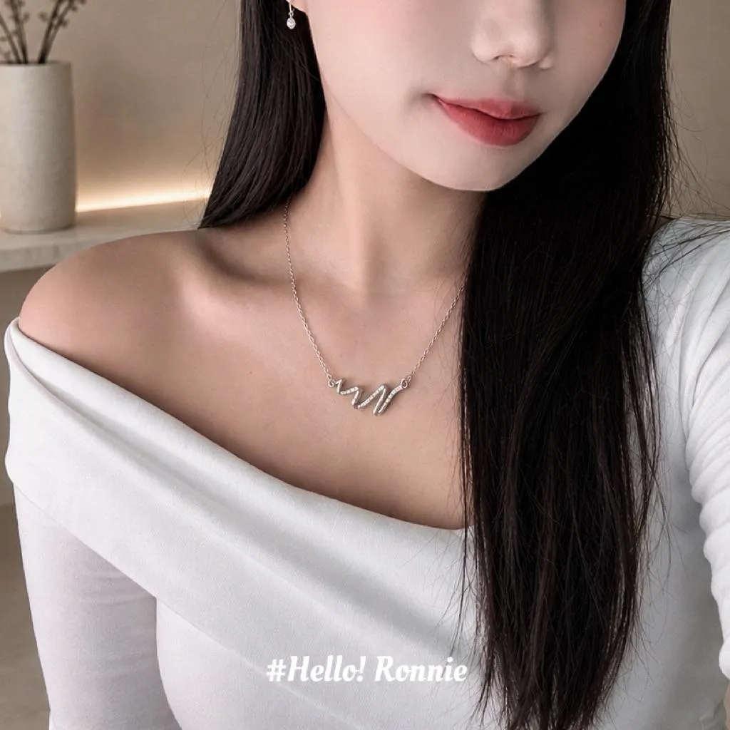 ✨Hello!Ronnie✨現貨S925通體純銀項鍊 純銀項鍊 輕奢波浪鑽鑽項鍊