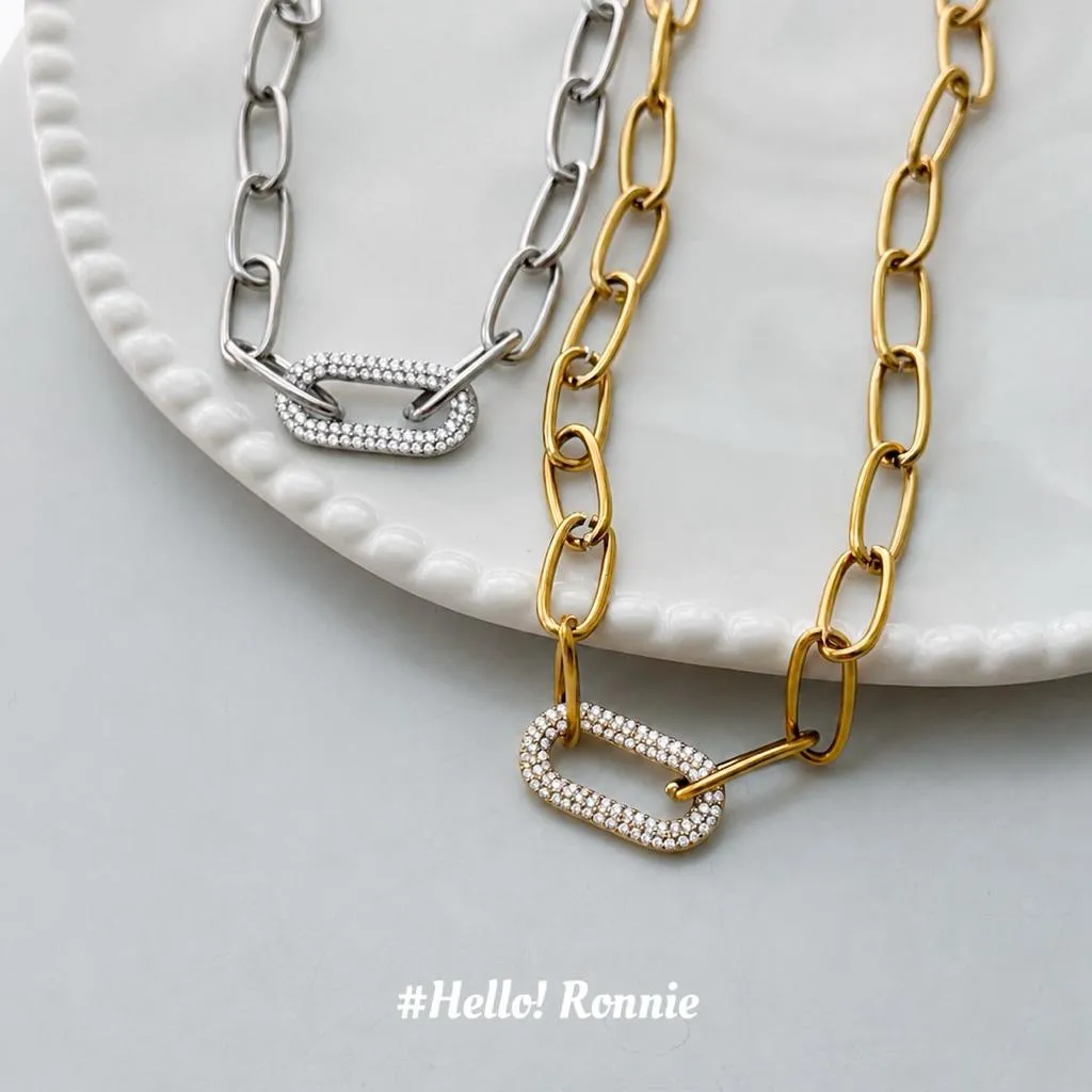 ✨Hello!Ronnie✨現貨316L通體鈦鋼項鍊 醫療鋼項鍊Shimmer Link Necklace｜閃耀鍊結項鍊