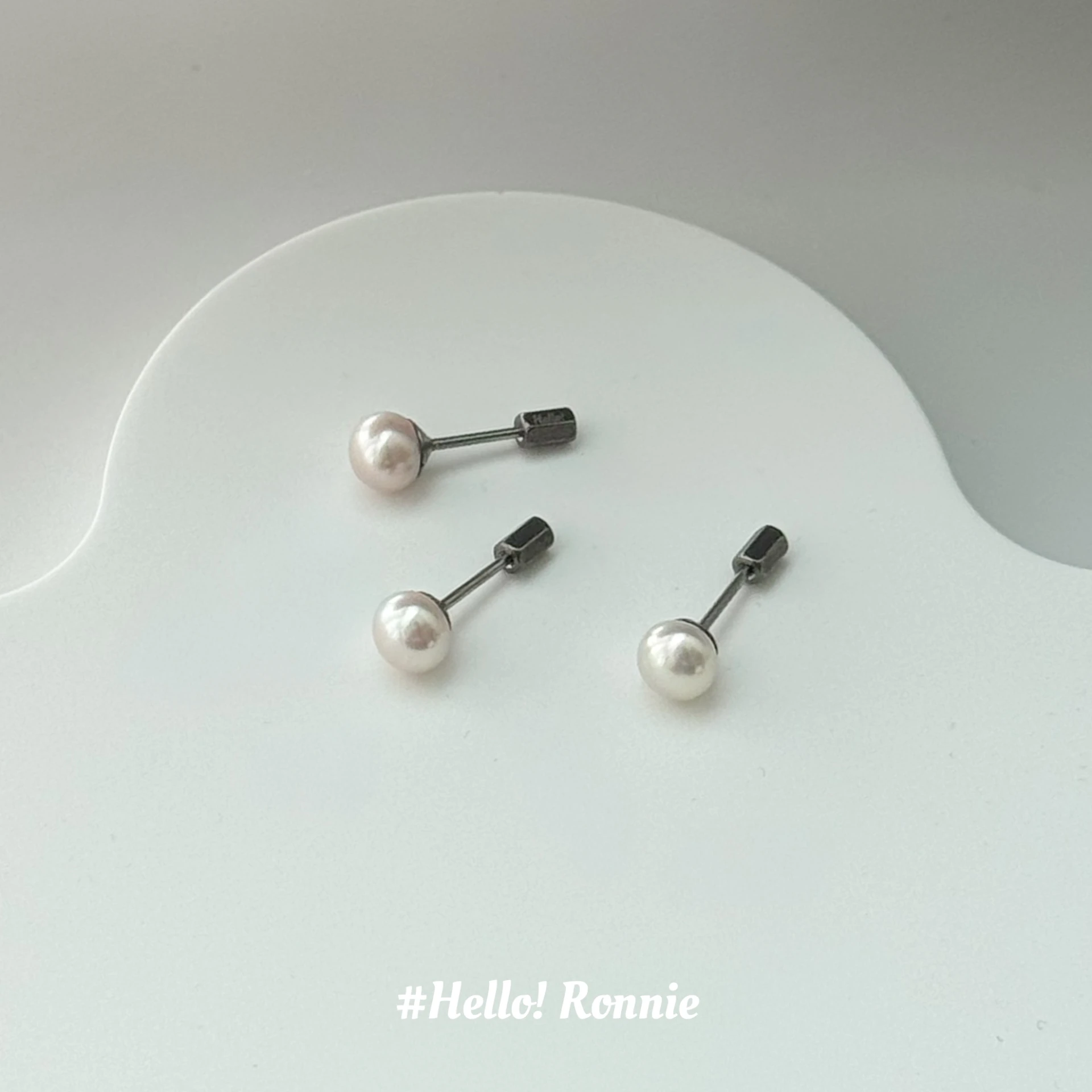 ✨Hello!Ronnie✨現貨316L通體鈦鋼鎖珠 醫療鋼鎖珠 自訂款超美施家珍珠鎖珠 珍珠耳環