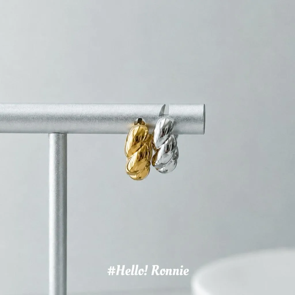 ✨Hello!Ronnie✨現貨316L通體鈦鋼耳環 醫療鋼耳環 Lumière Knot Earrings｜光影結耳環