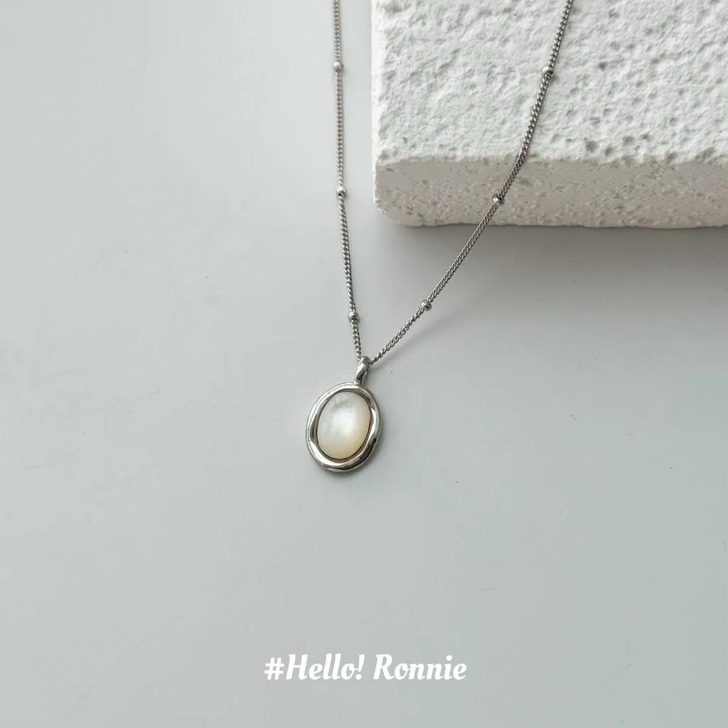 ✨Hello!Ronnie✨現貨S925通體純銀項鍊 純銀項鍊  Frame Pearl Necklace｜框映珍珠項鍊