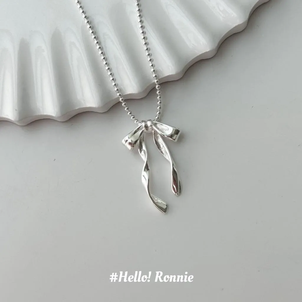 ✨Hello!Ronnie✨現貨S925通體純銀項鍊 純銀項鍊Twirl Ribbon Necklace｜飄帶蝴蝶結項鍊
