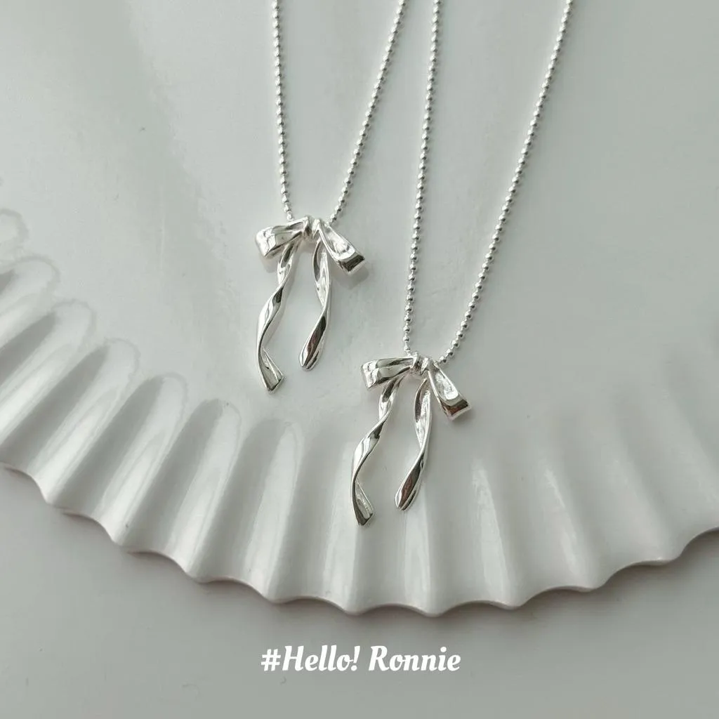 ✨Hello!Ronnie✨現貨S925通體純銀項鍊 純銀項鍊Twirl Ribbon Necklace｜飄帶蝴蝶結項鍊