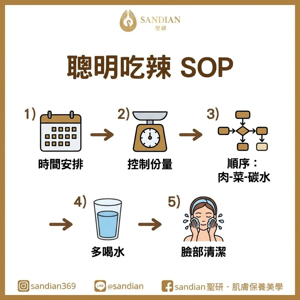 吃辣護膚 SOP 詳細步驟圖