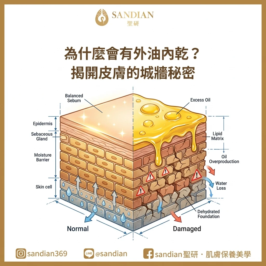 皮膚屏障受損導致痘痘直好不了的示意圖