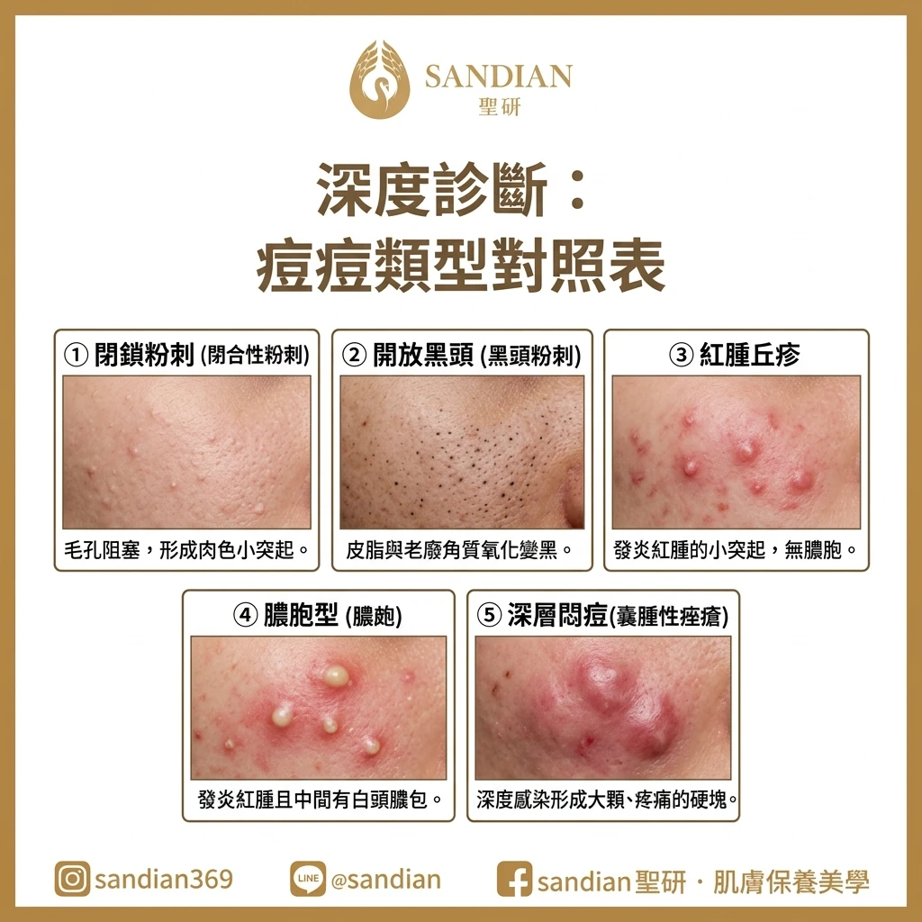 痘痘類型對照表