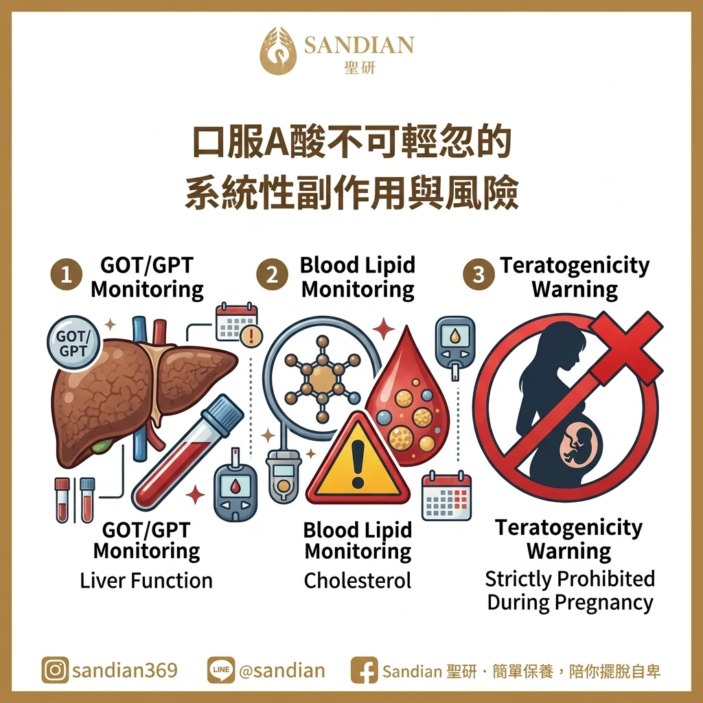口服A酸不可輕忽的系統性副作用與風險