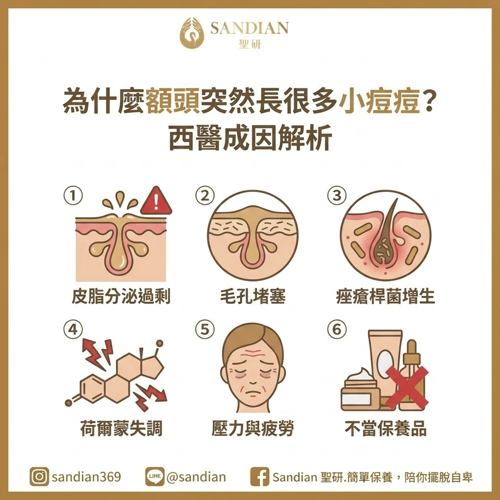 為什麼額頭突然長很多小痘痘？揭露關鍵西醫成因解析