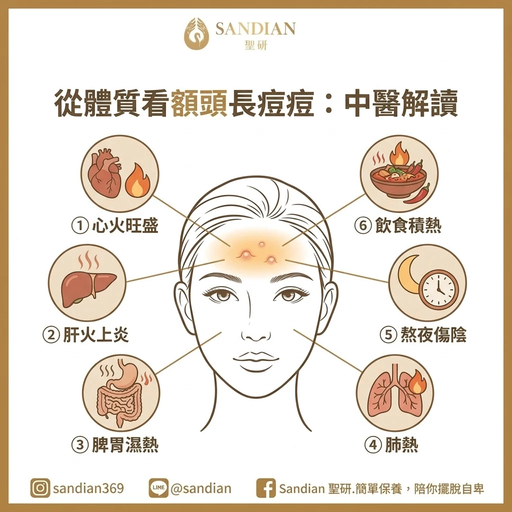 體質看額頭長痘痘原因：中醫如何解讀你的額頭痘痘