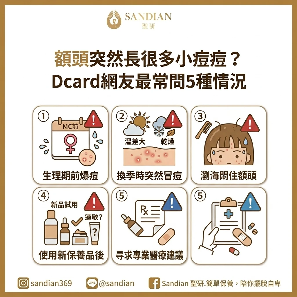 額頭突然長很多小痘痘？Dcard&nbsp;網友最常問的 5 種情況