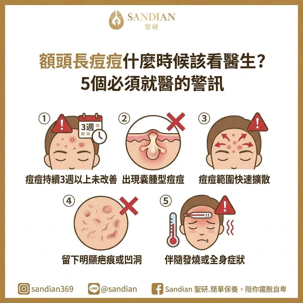 額頭長痘痘什麼時候該看醫生？5 個必須就醫的警訊
