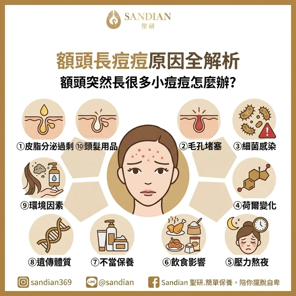 額頭長痘痘原因全解析｜額頭突然長很多小痘痘怎麼辦？完整攻略