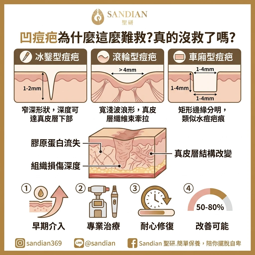 凹痘疤為什麼這麼難救？真的沒救了嗎？