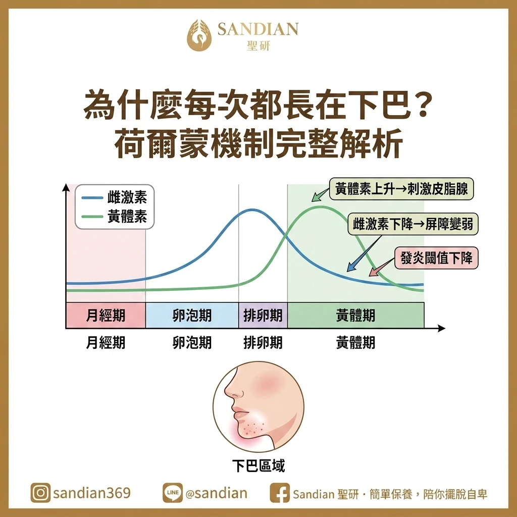 二、為什麼每次都長在下巴？荷爾蒙機制完整解析